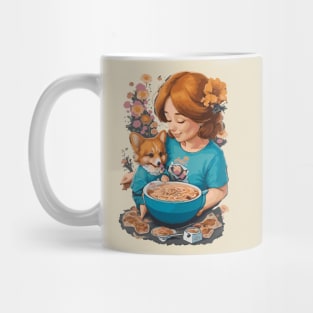 Corgi Mom's Ramen and Floral Serenity Mug